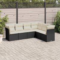 6-delige Loungeset met kussens poly rattan zwart 6-delige Loungeset met kussens poly rattan zwart