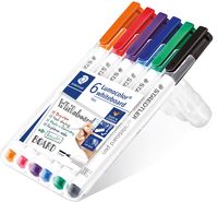 Staedtler whiteboard pen Lumocolor Pen, opstelbare box met 6 stuks in geassorteerde kleuren - thumbnail