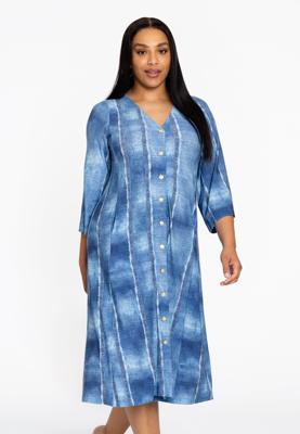 Yoek Blouse-jurk FRAYED | Blauw | Maat 58/60