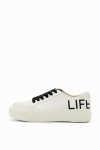 Sneakers met plateauzool en Life is Awesome - WHITE - 39