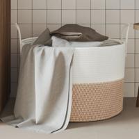 VidaXL Opbergmand ø 51x33 cm katoen bruin en wit VidaXL Opbergmand ø 51x33 cm katoen bruin en wit