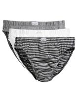 Fruit Of The Loom F990 Classic Slip (3 Pair Pack) - Black Stripe/White/Mid Grey Marl - L