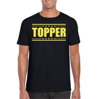 Verkleed T-shirt voor heren - topper - zwart - geel glitters - feestkleding - thumbnail