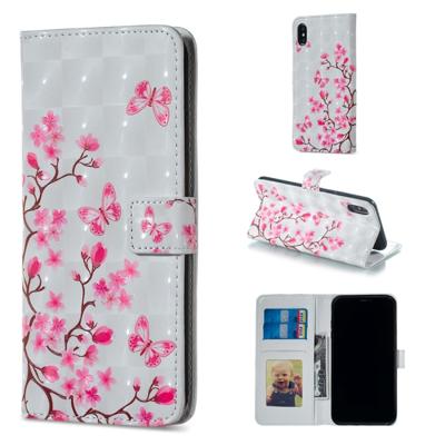Butterfly Love bloem patroon horizontale Flip lederen hoes for iPhone XS Max, met houder & Card Slots & Foto Frame & portefeuille
