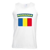 Singlet shirt/ tanktop Roemeense vlag wit heren - thumbnail