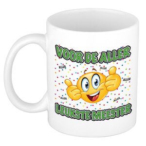 Cadeau mok/beker - Voor de aller leukste meester - wit - 300 ml