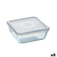 Vierkante Lunchtrommel met Deksel Pyrex Cook&freeze Transparant Glas Siliconen 850 ml 15 x 15 x 6 cm (6 Stuks)