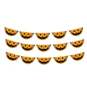 Set van 3x stuks halloween pompoenen thema vlaggenlijn 5,5 meter