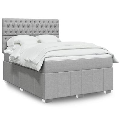 Boxspring met matras stof lichtgrijs 140x200 cm