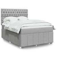 Boxspring met matras stof lichtgrijs 140x200 cm