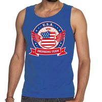 Blauw USA drinking team tanktop / mouwloos shirt heren