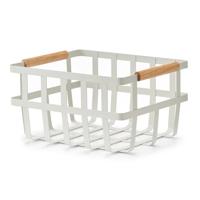 Industriele draadmand/opbergmand - wit - metaal - 32 x 25 x 17 cm - Keukenmandjes/sokkenmand Industriele draadmand/opbergmand - wit - metaal - 32 x 25 x 17 cm - Keukenmandjes/sokkenmand