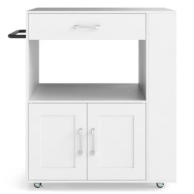 Rolbare Keukenwagens Mobiel Keukeneiland met Werkblad 2-Weg Open Vak Zijdelingse Planken Lade & Handdoekhouder