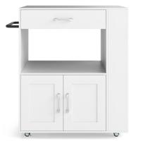 Rolbare Keukenwagens Mobiel Keukeneiland met Werkblad 2-Weg Open Vak Zijdelingse Planken Lade & Handdoekhouder