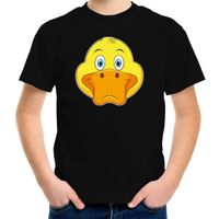 Cartoon eend t-shirt zwart voor jongens en meisjes - Cartoon dieren t-shirts kinderen