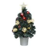 Fiber optic kerstboom/kunst kerstboom met verlichting en kerstballen 60 cm    -