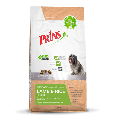 Prins Procare Hypoallergenic Lam&Rijst Senior hondenvoer 15kg
