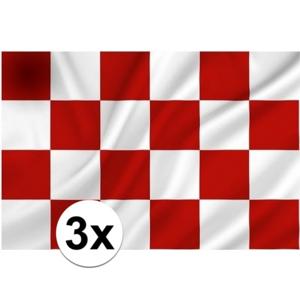 Provincie vlag groot - 3x - Noord Brabant - 100 x 150 cm - polyester - feest vlaggen