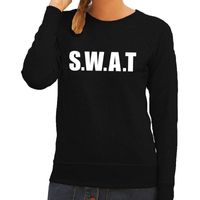 Politie SWAT tekst sweater / trui zwart voor dames - thumbnail