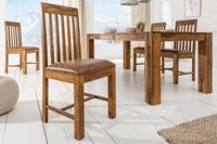 Stevige stoel MAKASSAR Sheesham eetkamerstoel gestoffeerd in koloniale stijl - 39751