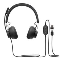 Logitech Zone 750 On Ear headset Computer Kabel Grafiet Ruisonderdrukking (microfoon) Volumeregeling, Microfoon uitschakelbaar (mute)