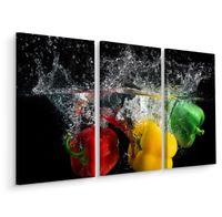 Schilderij - Paprika in het water, keuken, premium print