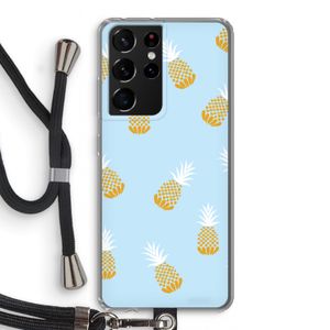 Ananasjes: Samsung Galaxy S21 Ultra Transparant Hoesje met koord
