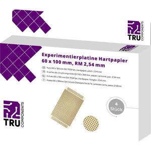 TRU COMPONENTS T1906SA039 Printplaat Hardpapier (l x b) 100 mm x 60 mm 35 µm Rastermaat 2.54 mm Inhoud 4 stuk(s)