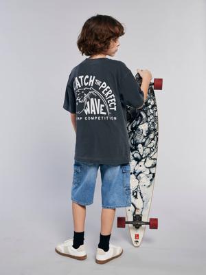 T-shirt met motief voor/achter, gewassen effect JONEN antraciet