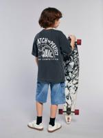 T-shirt met motief voor/achter, gewassen effect JONEN antraciet