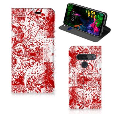 Mobiel BookCase LG G8s Thinq Angel Skull Rood
