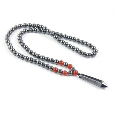 Memphis heren ketting Magnetische Hematiet kralen Rode Onyx Pencil