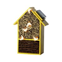 Geel insectenhotel huisje met solar lampjes 31 cm