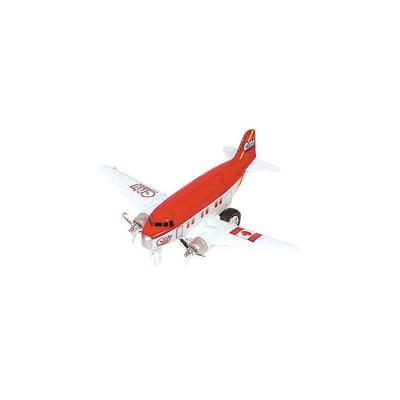 Goki Speelgoed Vliegtuig - 12 cm - rood - dubbele propeller - pull back motor