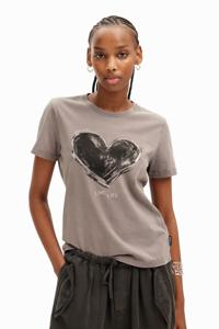 Basic T-shirt met hart - BLACK - M