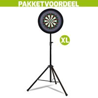 Lena Professional Dartbord + Lena Dartbordverlichting Basic XL Zwart + Dartstandaard