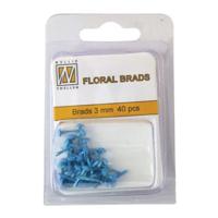 Nellie's Choice • floral glitter brads 3mm. 40stuks/pkg blue 305u