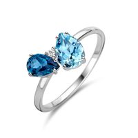 Ring London witgoud-topaas-diamant 0.01ct H P1 blauw 9 mm - thumbnail