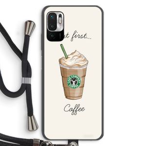 But first coffee: Xiaomi Redmi Note 10 5G Transparant Hoesje met koord