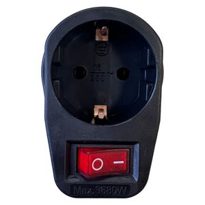 Stopcontact adapter - zwart - met randaarde en schakelaar - verdeelstekkers   -