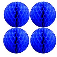 Papieren kerstballen - 4x - blauw - 10 cm - kerstversiering