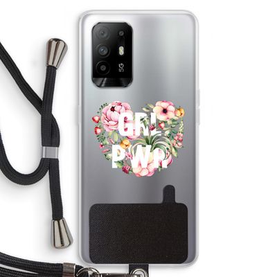 GRL PWR Flower: Oppo A94 5G Transparant Hoesje met koord