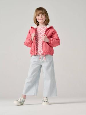 Winddichte jas met capuchon voor meisjes, gevoerd met sherpa rozen
