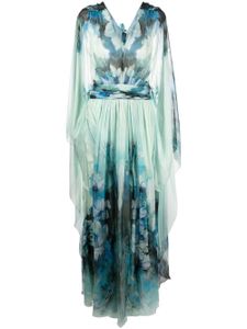 Alberta Ferretti robe longue à fleurs - Bleu