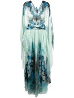 Alberta Ferretti robe longue à fleurs - Bleu