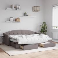 Slaapbank met onderschuifbed en lades 80x200 cm stof taupe
