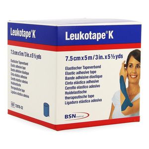 Leukotape K Kleefwindel Elast Blauw 7,5cmx5m 1