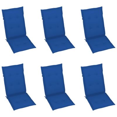 VidaXL Tuinstoelkussens 6 st hoge rug 120x50x3 cm stof koningsblauw