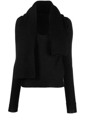MM6 Maison Margiela pull à détail d'écharpe - Noir