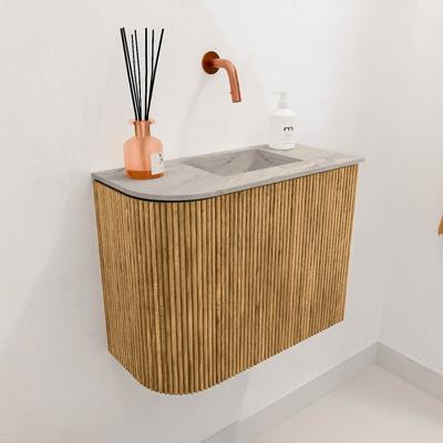 Toiletmeubel Mondiaz Joya Dlux | 51.6 cm | Meubelkleur Oak | Faye wastafel Glace Wasbak Rechts | Zonder kraangat(en)